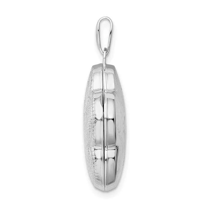 Sterling Silver Rhodiumplated Polished 21mm Domed Swirl Flower Locket TreasureFineJewelers Rings