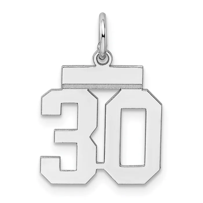 Sterling SilverRhodiumplated Polished Number 30 Charm TreasureFineJewelers Rings Sterling SilverRhodiumplated Polished Number 30 Charm TreasureFineJewelers Rings