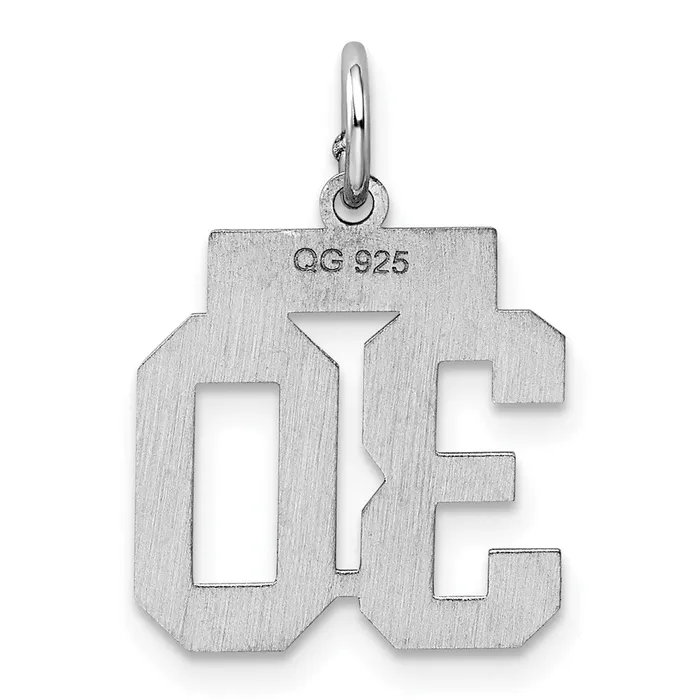 Sterling SilverRhodiumplated Polished Number 30 Charm TreasureFineJewelers Rings