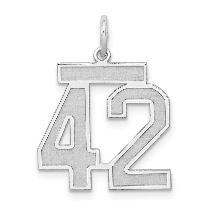 Sterling SilverRhodiumplated Satin Number 42 Charm TreasureFineJewelers Rings Sterling SilverRhodiumplated Satin Number 42 Charm TreasureFineJewelers Rings