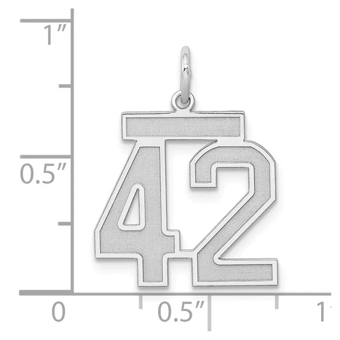 Sterling SilverRhodiumplated Satin Number 42 Charm TreasureFineJewelers Rings