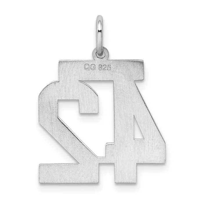 Sterling SilverRhodiumplated Satin Number 42 Charm TreasureFineJewelers Rings