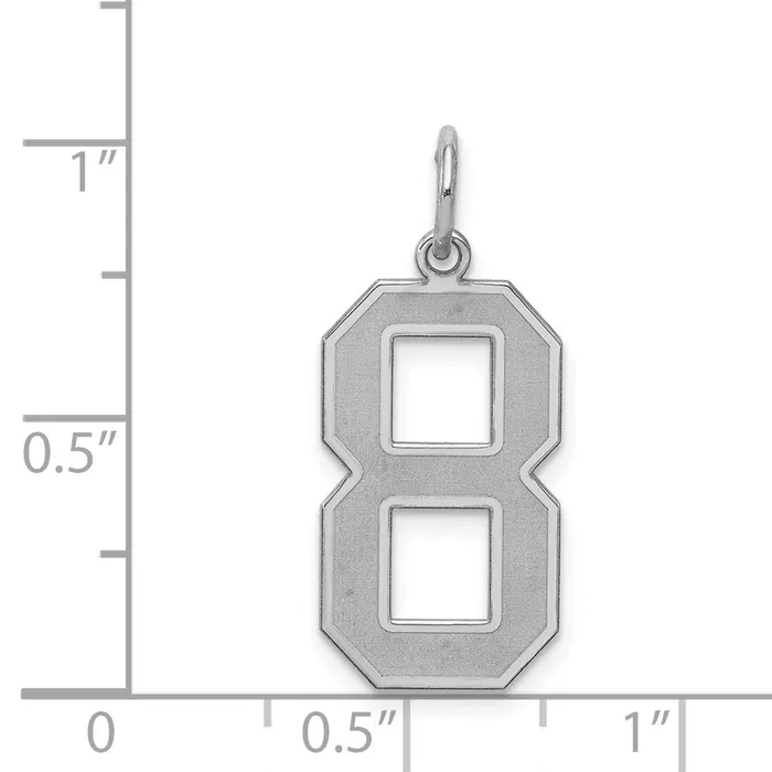 Sterling SilverRhodiumplated Satin Number 8 Charm TreasureFineJewelers Rings