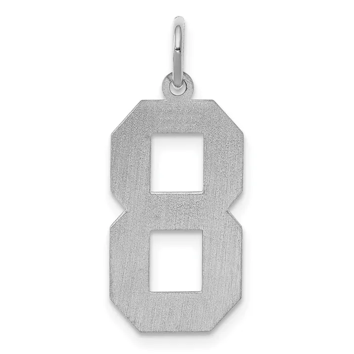 Sterling SilverRhodiumplated Satin Number 8 Charm TreasureFineJewelers Rings