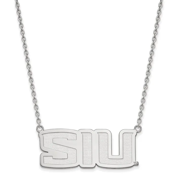 Sterling Silver Rhodiumplated Southern Illinois University SIU Large Pendant 18 inch Necklace TreasureFineJewelers Necklaces Sterling Silver Rhodiumplated Southern Illinois University SIU Large Pendant 18 inch Necklace TreasureFineJewelers Necklaces