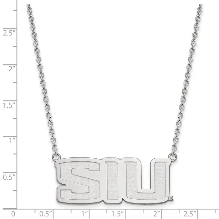 Sterling Silver Rhodiumplated Southern Illinois University SIU Large Pendant 18 inch Necklace TreasureFineJewelers Necklaces