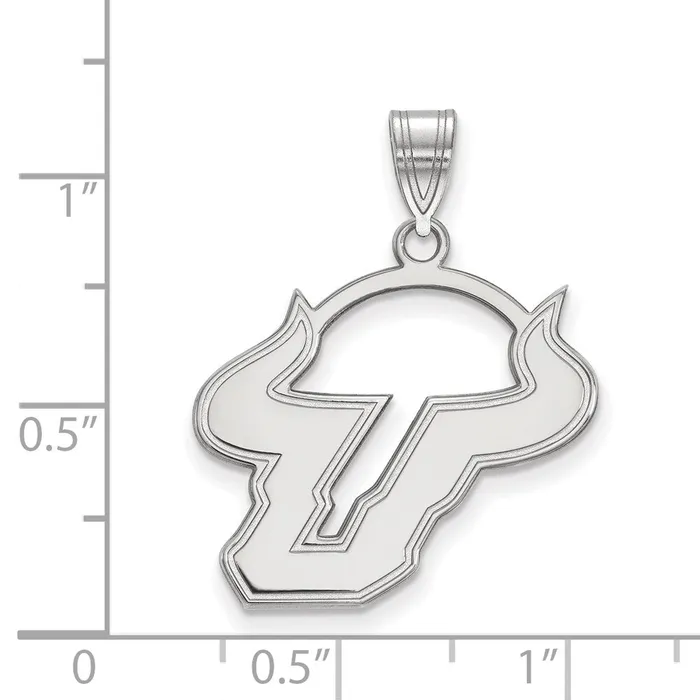 Sterling Silver Rhodiumplated University of South Florida Bull Large Pendant TreasureFineJewelers Necklaces