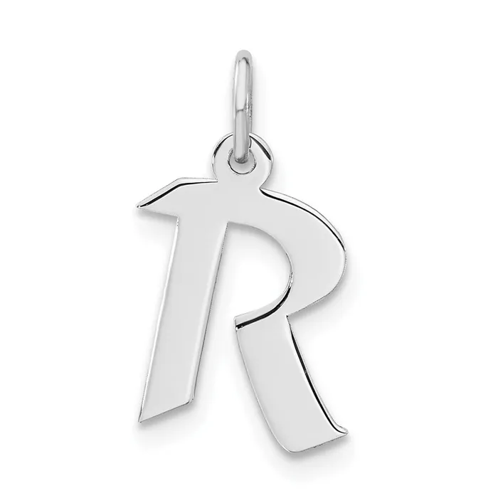 Sterling Silver Small Artisan Block Initial R Charm TreasureFineJewelers Rings