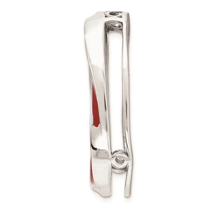 Sterling Silver Stackable Expressions Medium Red Enameled Chain Slide TreasureFineJewelers Rings