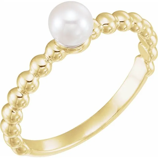 TreasureFineJeweler Rings 14K Yellow 4550 mm Freshwater Cultured Pearl Stackable Beaded Ring TreasureFineJeweler Rings 14K Yellow 4550 mm Freshwater Cultured Pearl Stackable Beaded Ring
