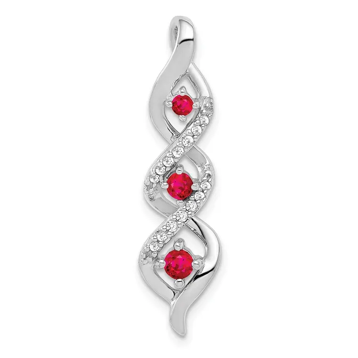 TreasureFineJewelers 10k White Gold Diamond and 25 Ruby Twisted 3stone Chain Slide Rings TreasureFineJewelers 10k White Gold Diamond and 25 Ruby Twisted 3stone Chain Slide Rings