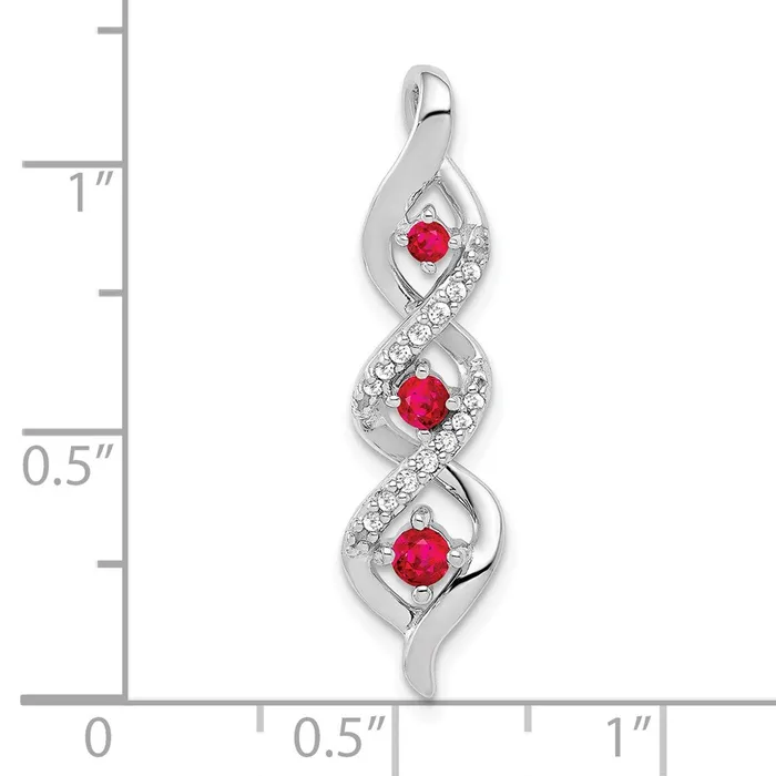 TreasureFineJewelers 10k White Gold Diamond and 25 Ruby Twisted 3stone Chain Slide Rings