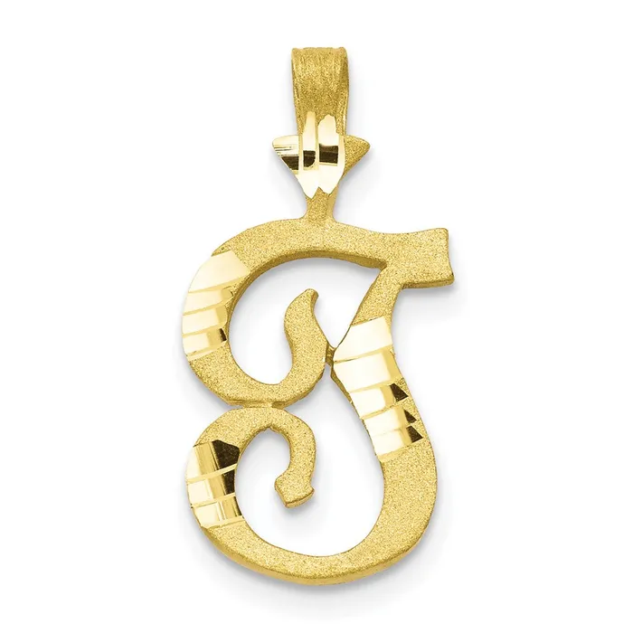 TreasureFineJewelers 10k Yellow Gold Initial T Pendant Necklaces