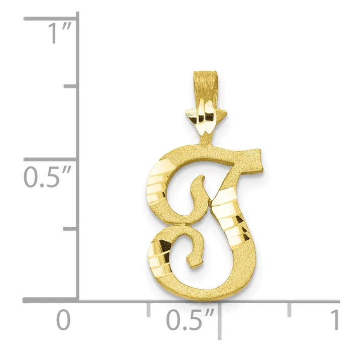 TreasureFineJewelers 10k Yellow Gold Initial T Pendant Necklaces