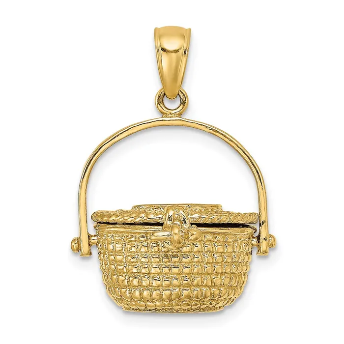 TreasureFineJewelers 14K 3D Nantucket Basket Charm Charm Necklaces