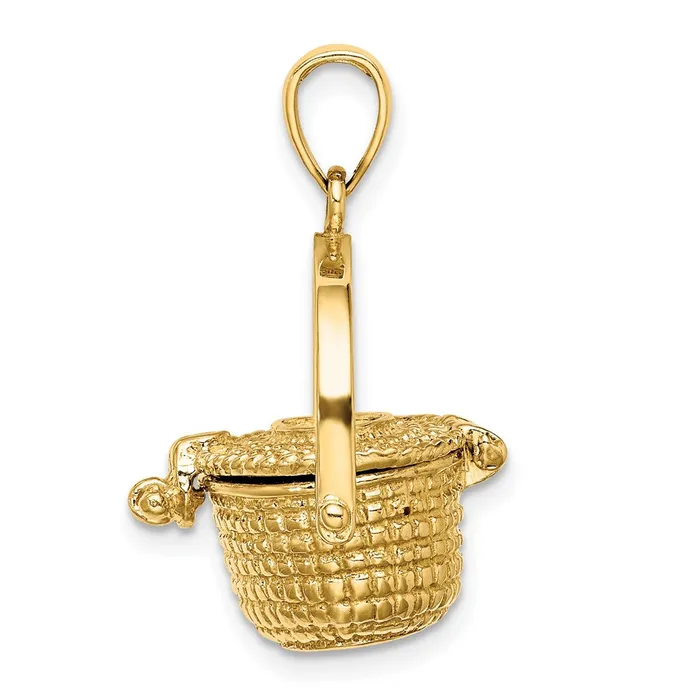 TreasureFineJewelers 14K 3D Nantucket Basket Charm Charm Necklaces