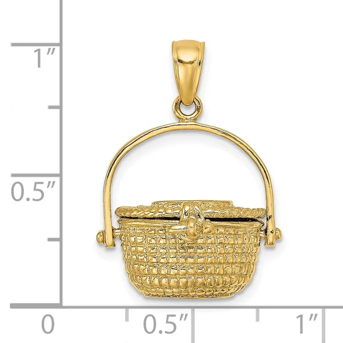 TreasureFineJewelers 14K 3D Nantucket Basket Charm Charm Necklaces