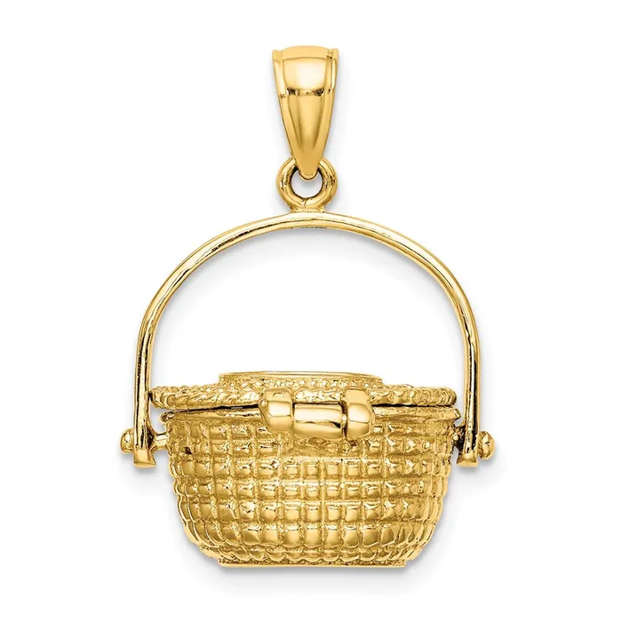 TreasureFineJewelers 14K 3D Nantucket Basket Charm Charm Necklaces
