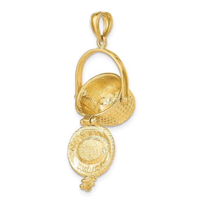 TreasureFineJewelers 14K 3D Nantucket Basket Charm Charm Necklaces