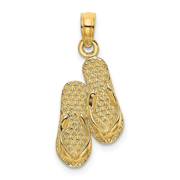 TreasureFineJewelers 14K ANTIGUA WI Double FlipFlop Charm Charm Necklaces TreasureFineJewelers 14K ANTIGUA WI Double FlipFlop Charm Charm Necklaces