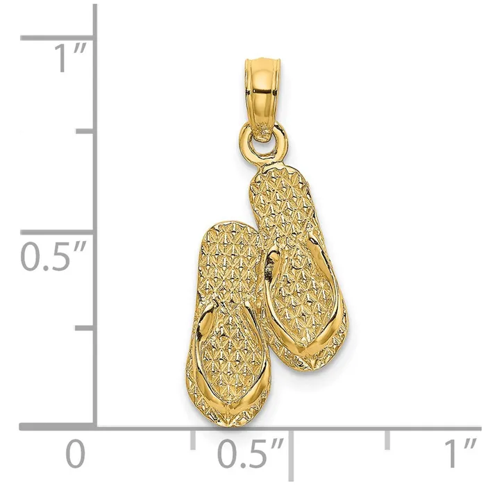 TreasureFineJewelers 14K ANTIGUA WI Double FlipFlop Charm Charm Necklaces