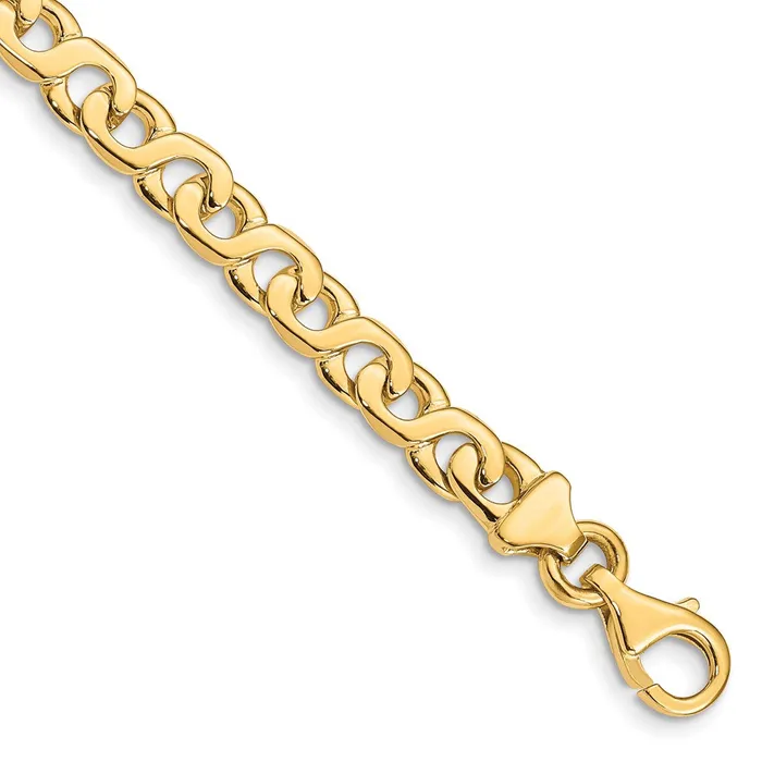 TreasureFineJewelers Bracelets 14K 7 inch 62mm Hand Polished Fancy Link with Fancy Lobster Clasp Bracelet TreasureFineJewelers Bracelets 14K 7 inch 62mm Hand Polished Fancy Link with Fancy Lobster Clasp Bracelet