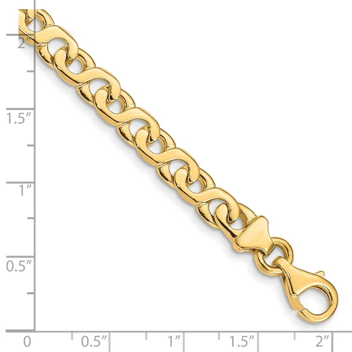 TreasureFineJewelers Bracelets 14K 7 inch 62mm Hand Polished Fancy Link with Fancy Lobster Clasp Bracelet