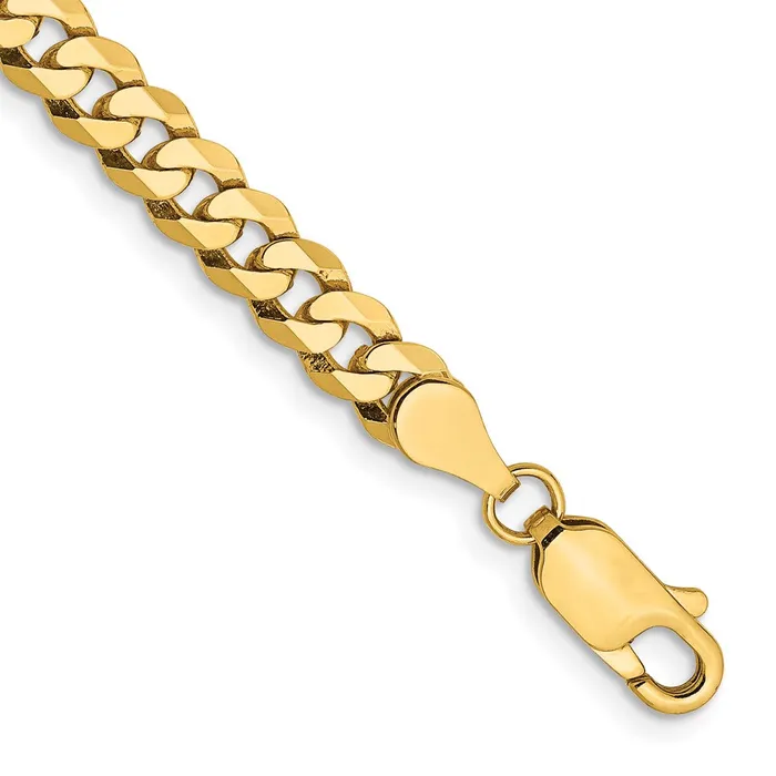 TreasureFineJewelers Bracelets 14K 8 inch 475mm Flat Beveled Curb with Lobster Clasp Bracelet TreasureFineJewelers Bracelets 14K 8 inch 475mm Flat Beveled Curb with Lobster Clasp Bracelet