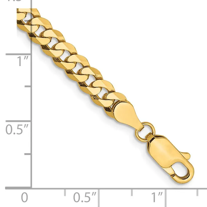 TreasureFineJewelers Bracelets 14K 8 inch 475mm Flat Beveled Curb with Lobster Clasp Bracelet