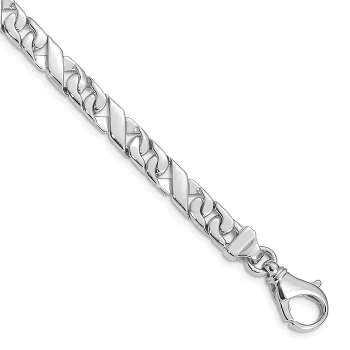 TreasureFineJewelers Bracelets 14k White Gold 67mm Hand Polished Fancy Link with Fancy Lobster Clasp Bracelet TreasureFineJewelers Bracelets 14k White Gold 67mm Hand Polished Fancy Link with Fancy Lobster Clasp Bracelet