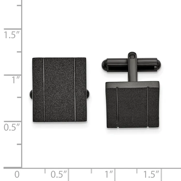 TreasureFineJewelers Bracelets Chisel Stainless Steel Polished Black IPplated Laser cut Cufflinks
