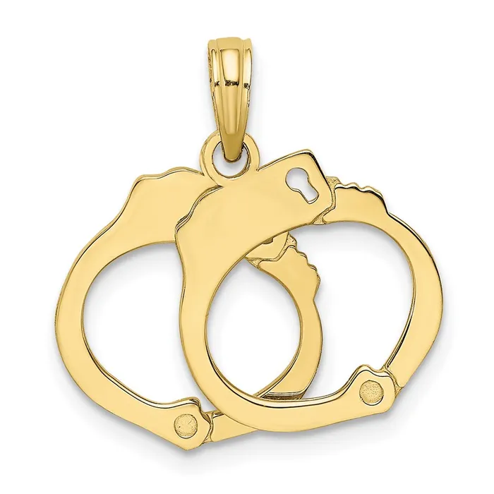 TreasureFineJewelers Charm Necklaces 10K Moveable Handcuffs Charm