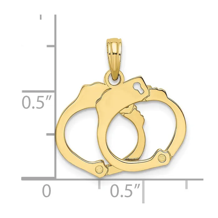 TreasureFineJewelers Charm Necklaces 10K Moveable Handcuffs Charm