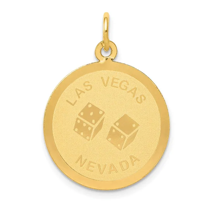 TreasureFineJewelers Charm Necklaces 14k LAS VEGAS Disc Charm