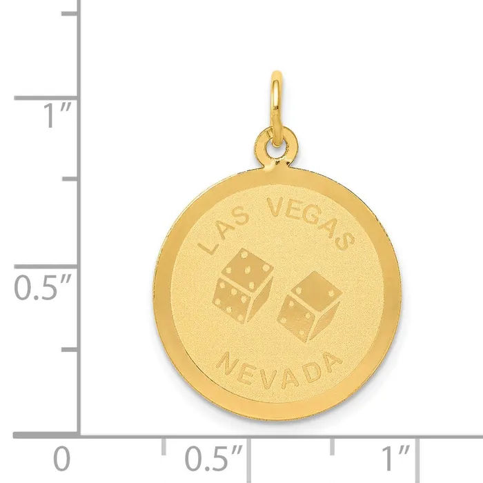 TreasureFineJewelers Charm Necklaces 14k LAS VEGAS Disc Charm