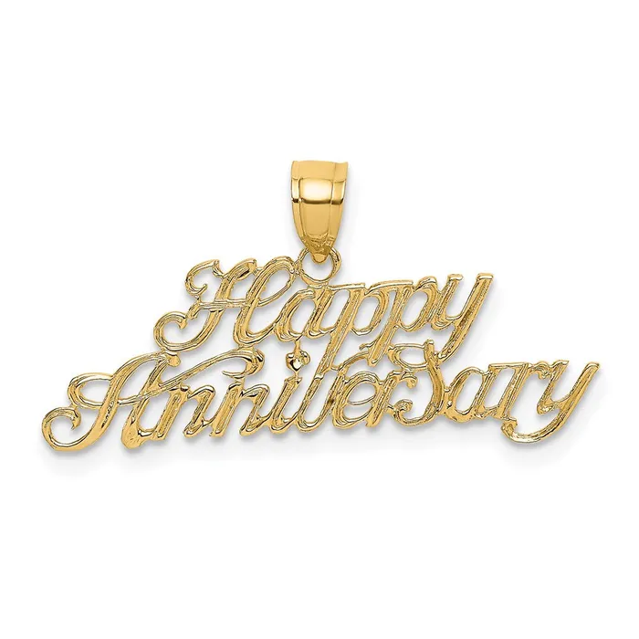 TreasureFineJewelers Charm Necklaces 14K Polished HAPPY ANNIVERSARY Charm
