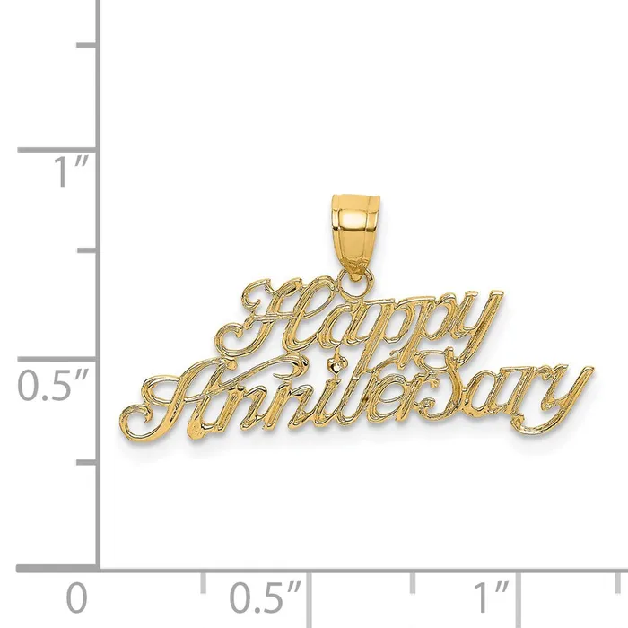 TreasureFineJewelers Charm Necklaces 14K Polished HAPPY ANNIVERSARY Charm