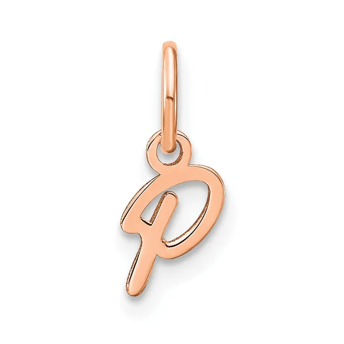TreasureFineJewelers Charm Necklaces 14k Rose Gold Upper case Letter P Initial Charm TreasureFineJewelers Charm Necklaces 14k Rose Gold Upper case Letter P Initial Charm