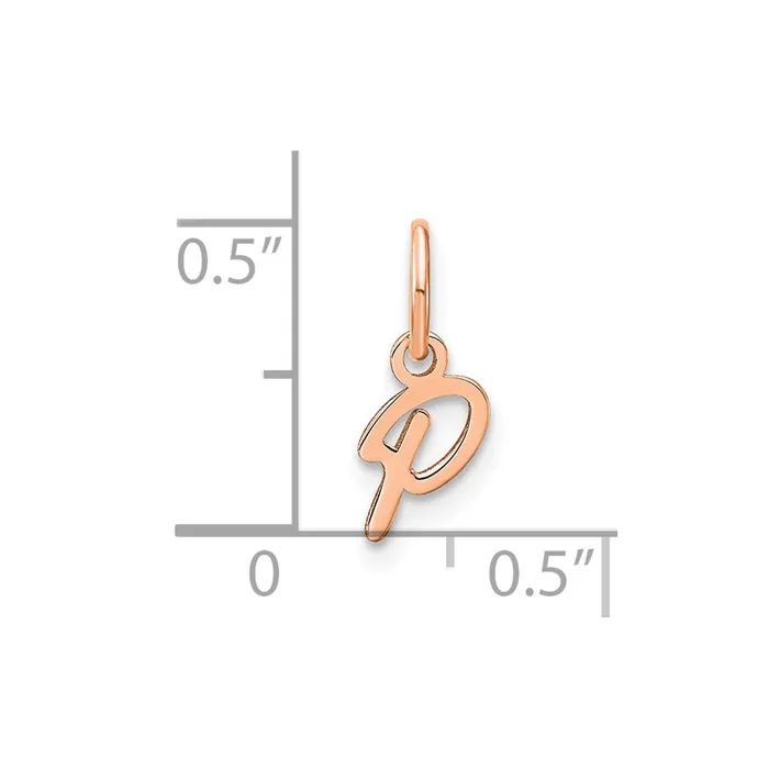 TreasureFineJewelers Charm Necklaces 14k Rose Gold Upper case Letter P Initial Charm
