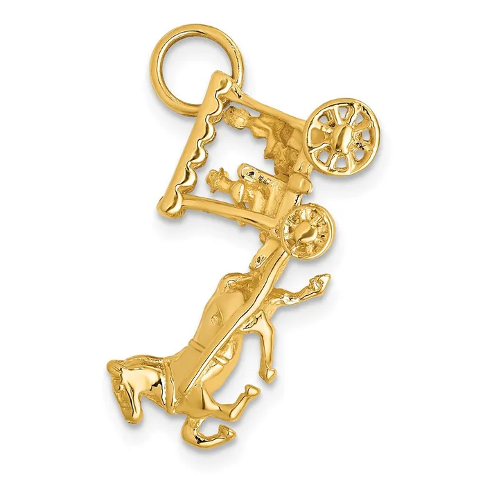 TreasureFineJewelers Charm Necklaces 14k Solid Polished 3Dimensional Horse and Carriage Charm TreasureFineJewelers Charm Necklaces 14k Solid Polished 3Dimensional Horse and Carriage Charm