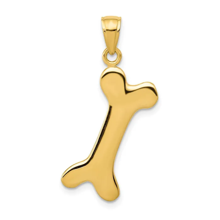TreasureFineJewelers Charm Necklaces 14k Solid Polished Dog Bone Charm