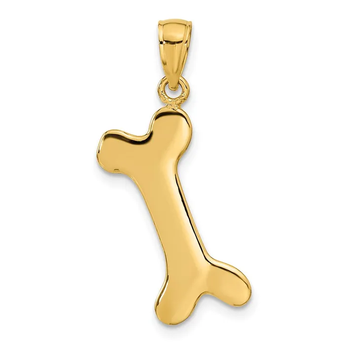 TreasureFineJewelers Charm Necklaces 14k Solid Polished Dog Bone Charm