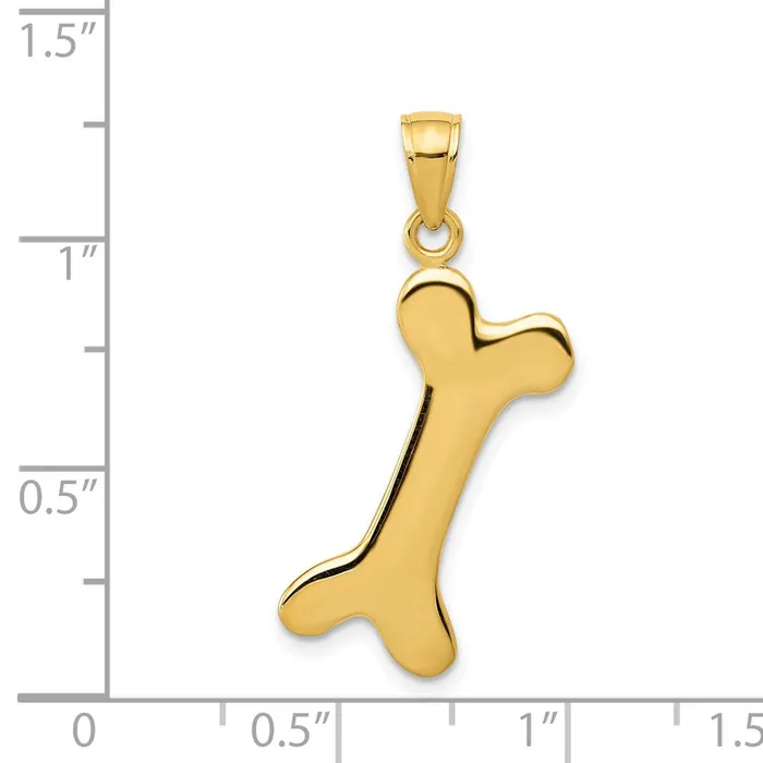 TreasureFineJewelers Charm Necklaces 14k Solid Polished Dog Bone Charm