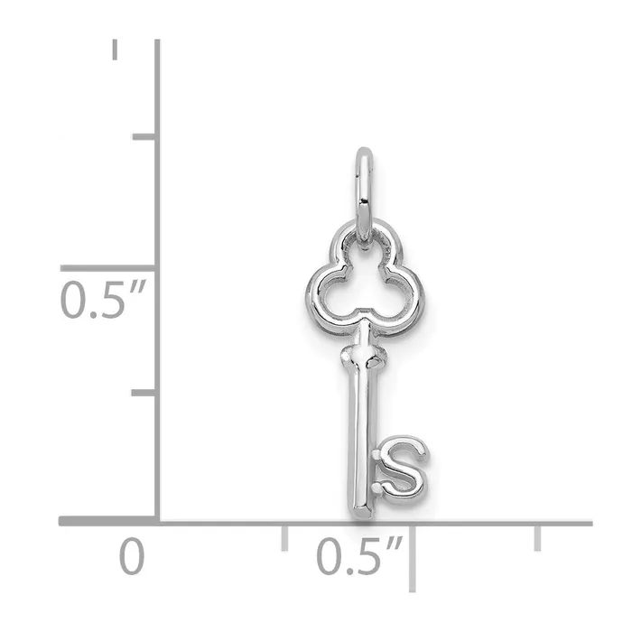 TreasureFineJewelers Charm Necklaces 14K White Gold Key Letter S Initial Charm