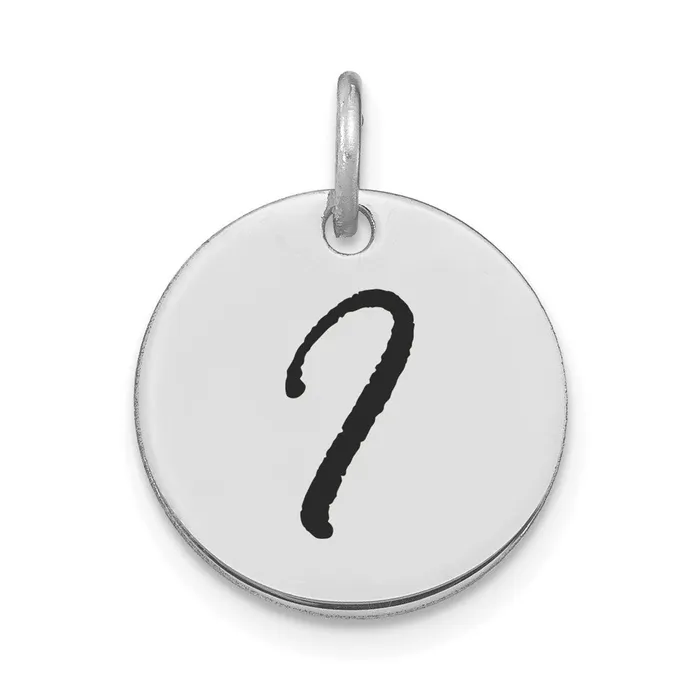 TreasureFineJewelers Charm Necklaces 14k White Gold Polished Black Enamel Letter I Initial Disk Charm TreasureFineJewelers Charm Necklaces 14k White Gold Polished Black Enamel Letter I Initial Disk Charm