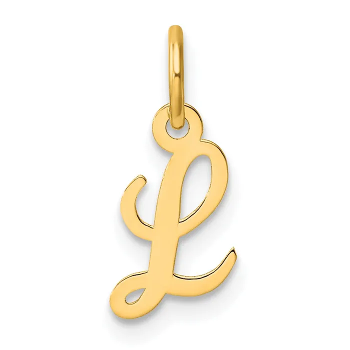 TreasureFineJewelers Charm Necklaces 14k Yellow Gold Small Script Letter L Initial Charm TreasureFineJewelers Charm Necklaces 14k Yellow Gold Small Script Letter L Initial Charm