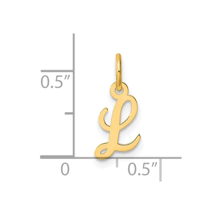 TreasureFineJewelers Charm Necklaces 14k Yellow Gold Small Script Letter L Initial Charm