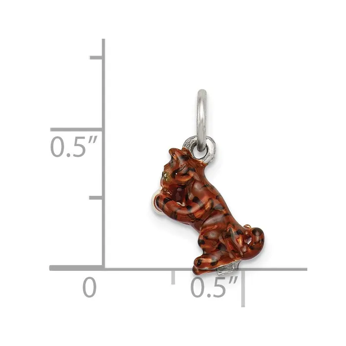 TreasureFineJewelers Charm Necklaces Silver Enamel Cat playing with Yarn Charm
