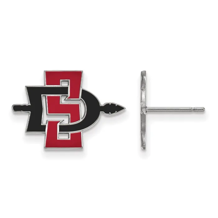 TreasureFineJewelers Earrings 10K White Gold San Diego State University Small Enameled Post Earrings TreasureFineJewelers Earrings 10K White Gold San Diego State University Small Enameled Post Earrings