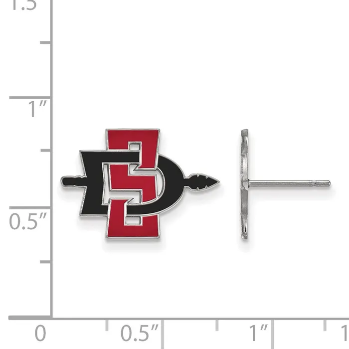 TreasureFineJewelers Earrings 10K White Gold San Diego State University Small Enameled Post Earrings